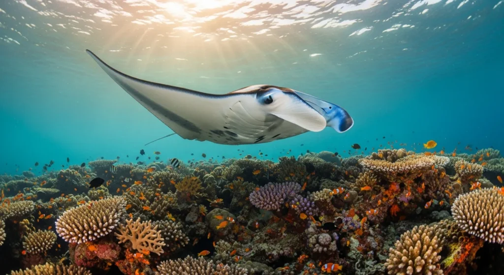 manta underwater Komodo